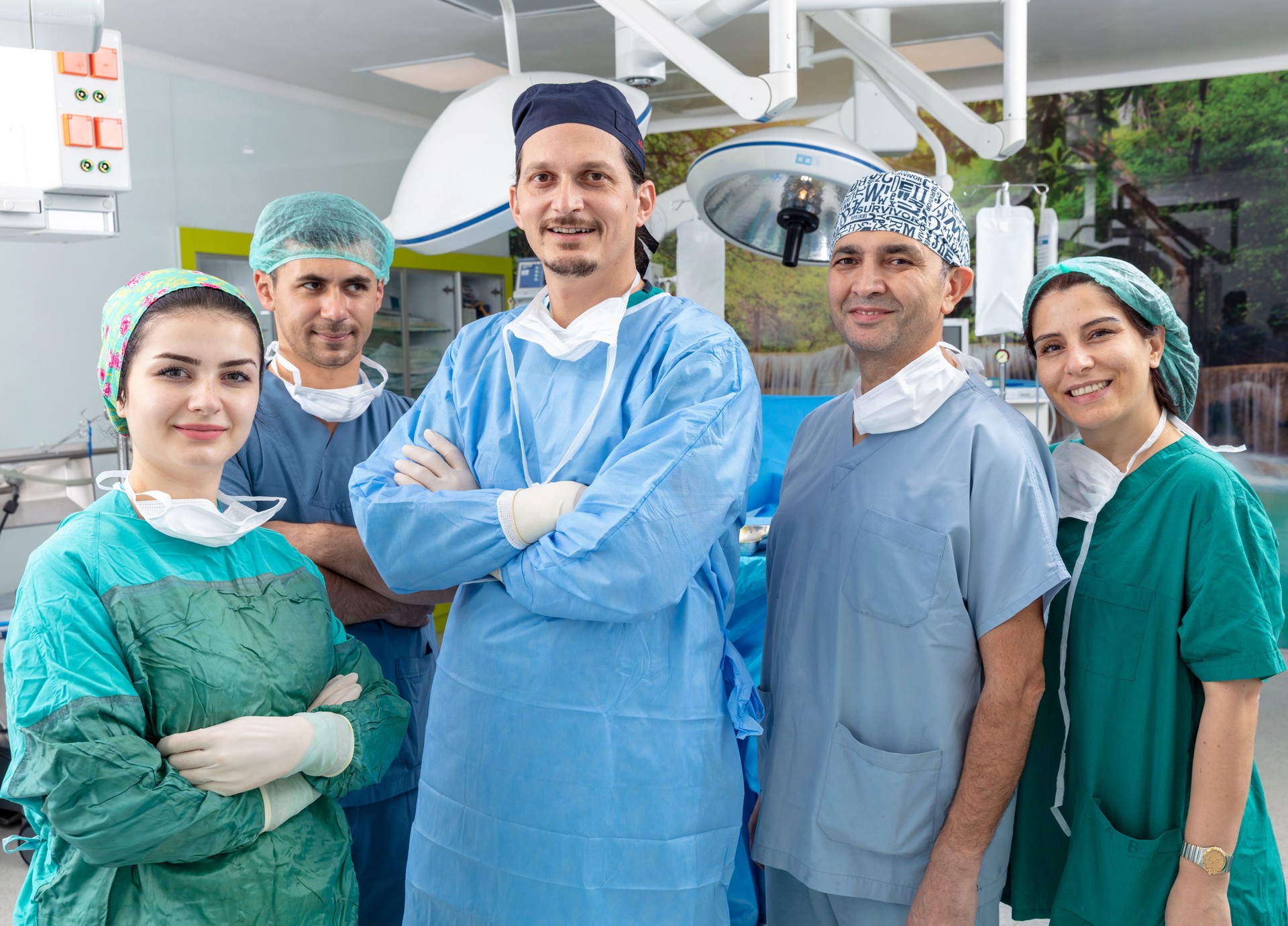 Doctor and his assistants in a modern operating room